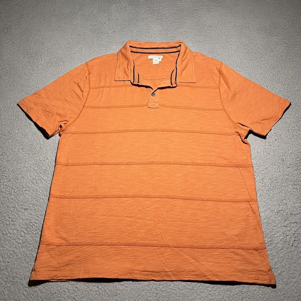 Carbon 2 Cobalt Polo Shirt Mens Large Orange Textured Short Sleeve Preppy